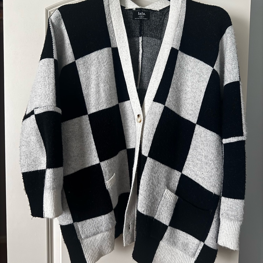 Dressed in LALA Love You Oversized Checkered Cardigan S/M